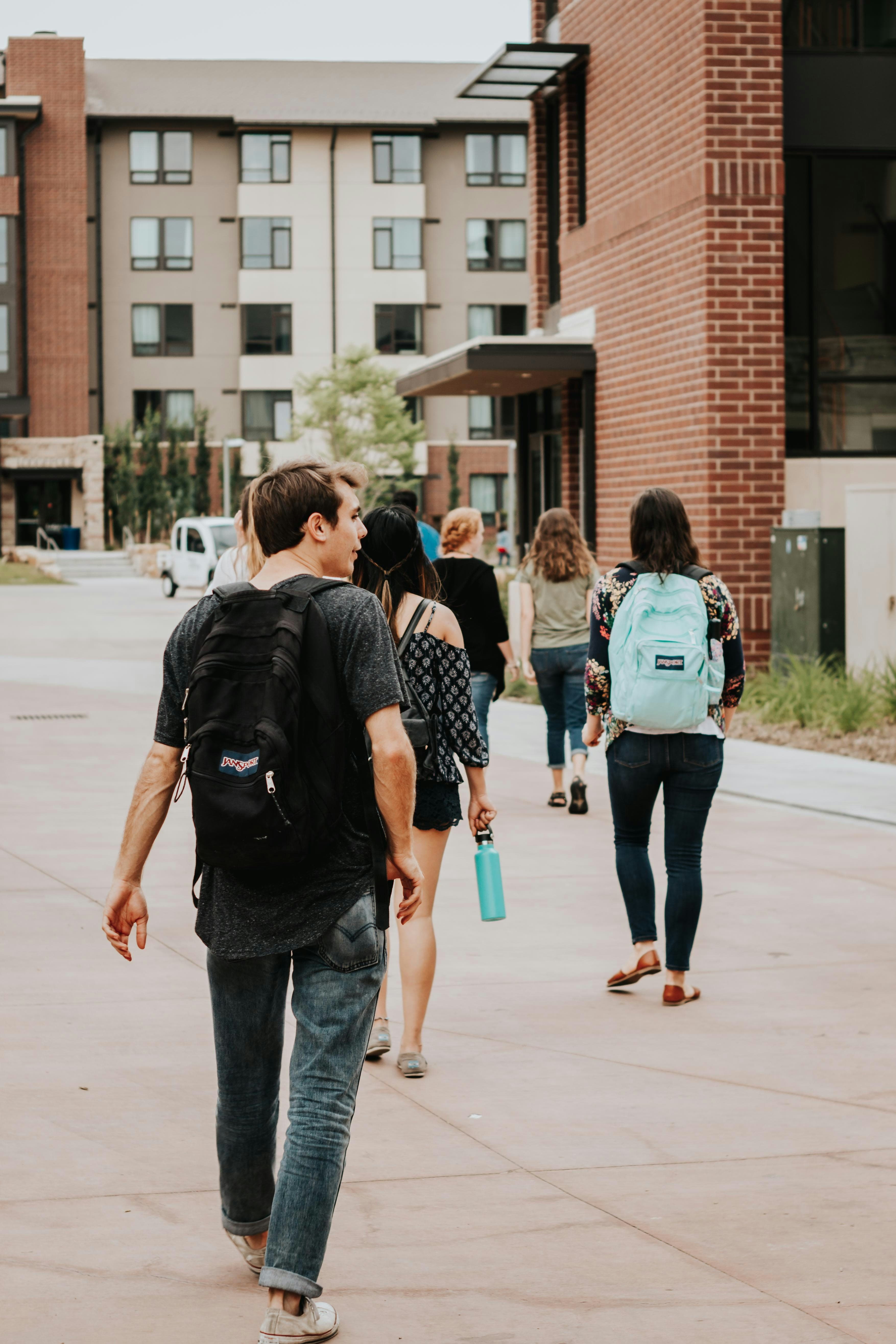 Students walking on campus